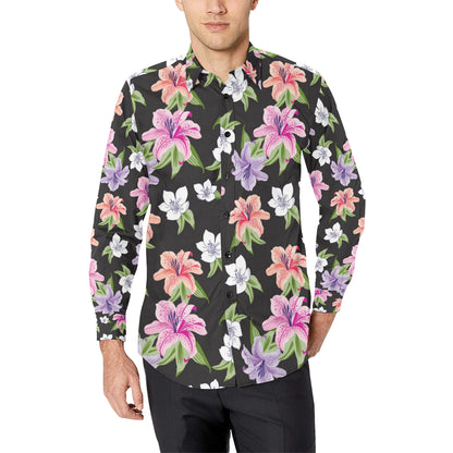 Lily Pattern Print Design LY02 Men's Long Sleeve Shirt