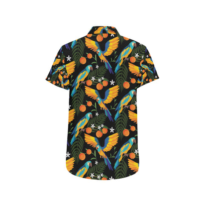 Macaw Pattern Print Design 03 Men's Short Sleeve Button Up Shirt