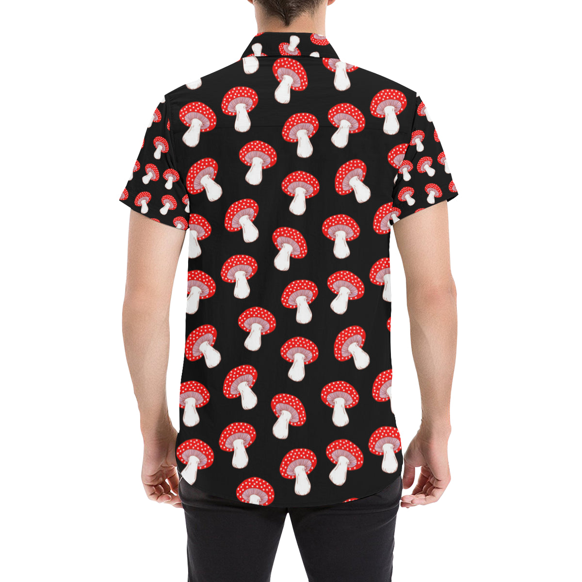 Mushroom Pattern Print Design A02 Men's Short Sleeve Button Up Shirt