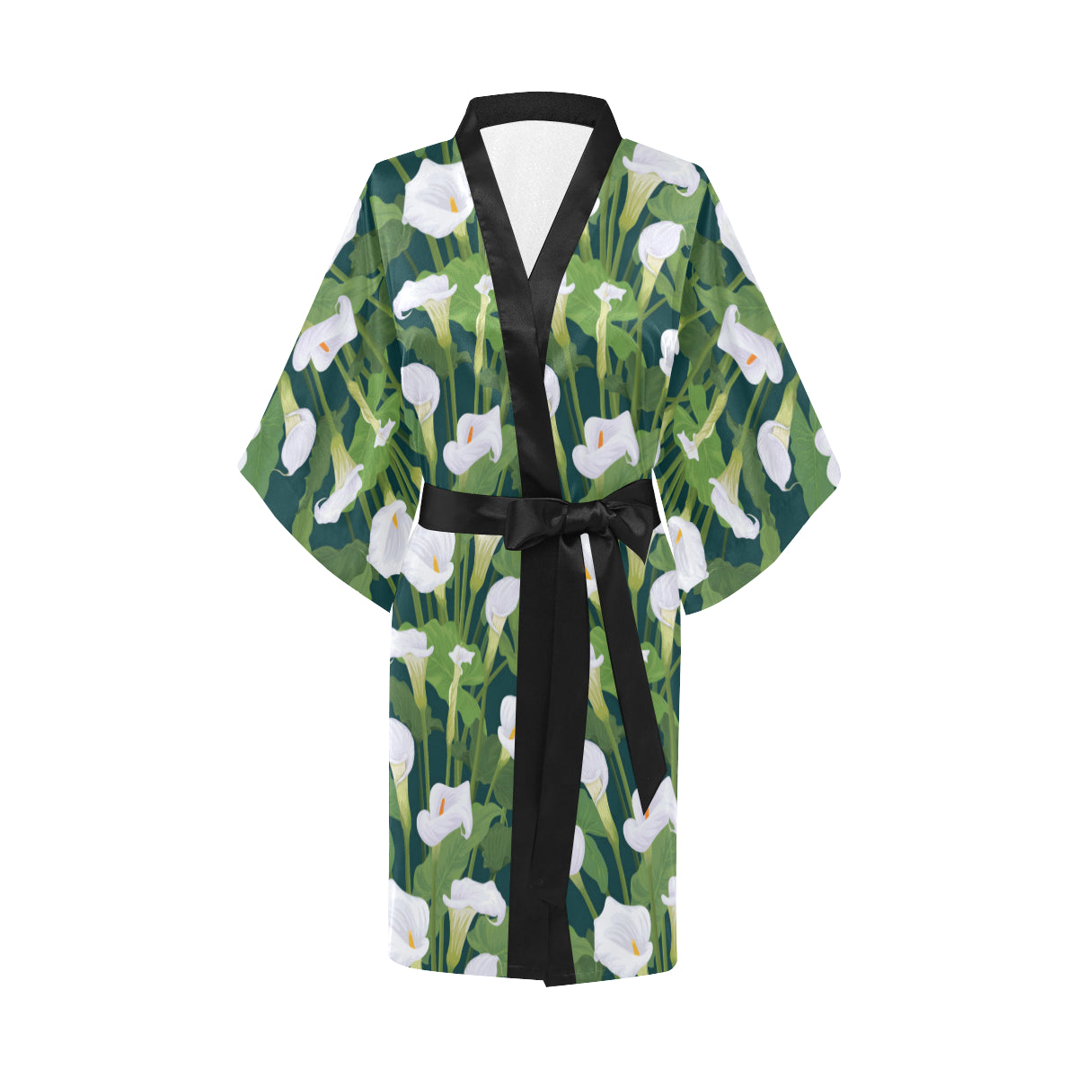 Lily Pattern Print Design 04 Women's Short Kimono