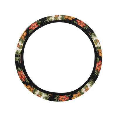 Hawaiian Flower Hula Hibiscus Print Steering Wheel Cover with Elastic Edge