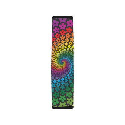 Flower Power Rainbow Spiral Print Car Seat Belt Cover