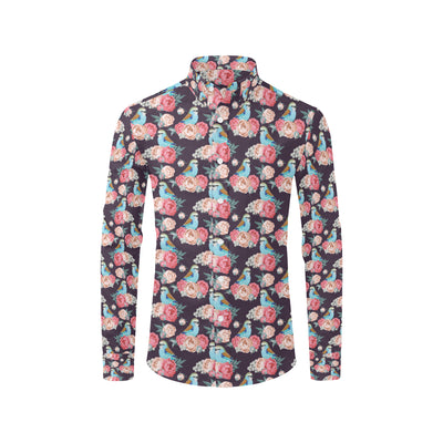 Bluebird Pattern Print Design 02 Men's Long Sleeve Shirt