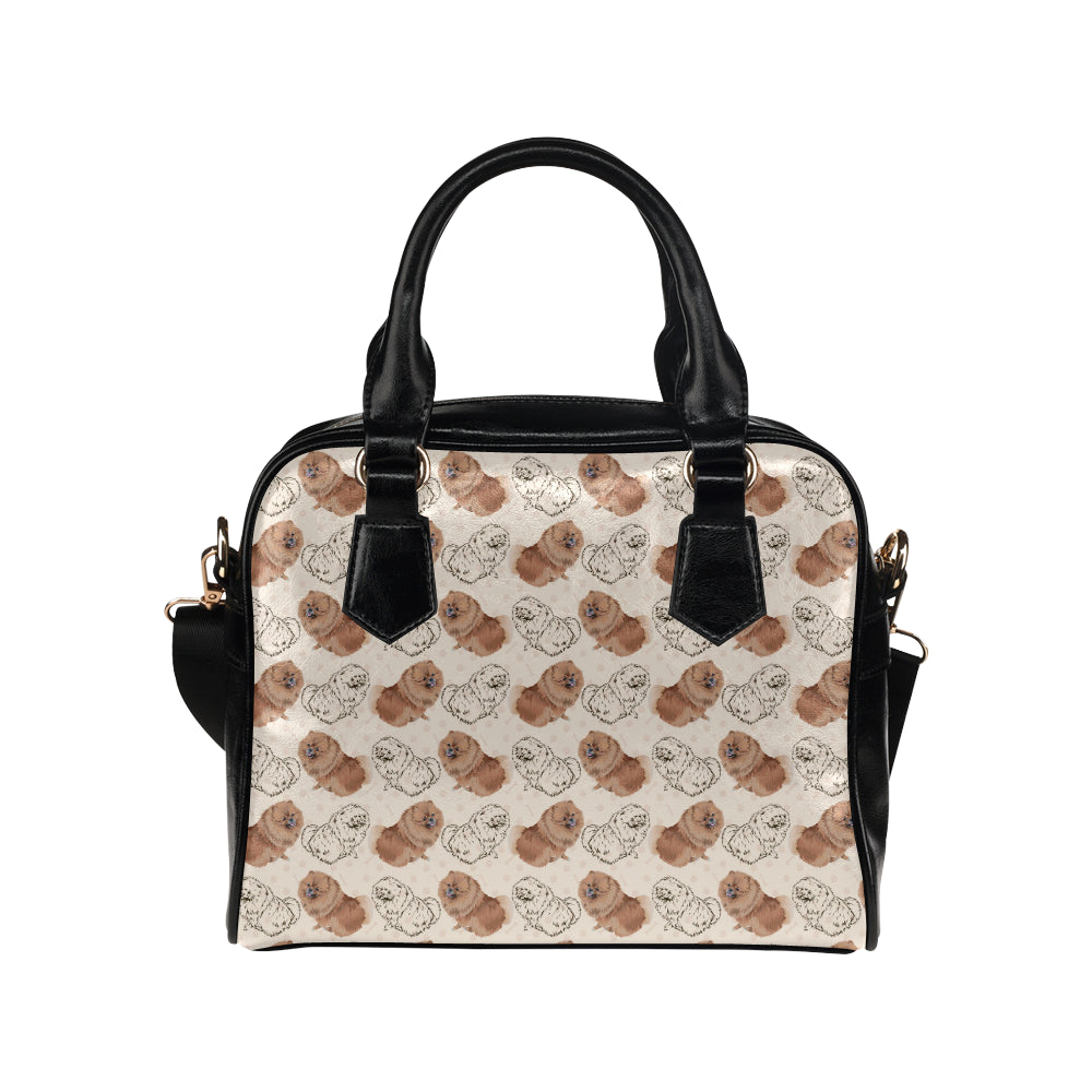 Pomeranians Pattern Print Design A01 Shoulder Handbag