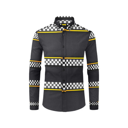 Checkered Flag Yellow Line Style Men's Long Sleeve Shirt