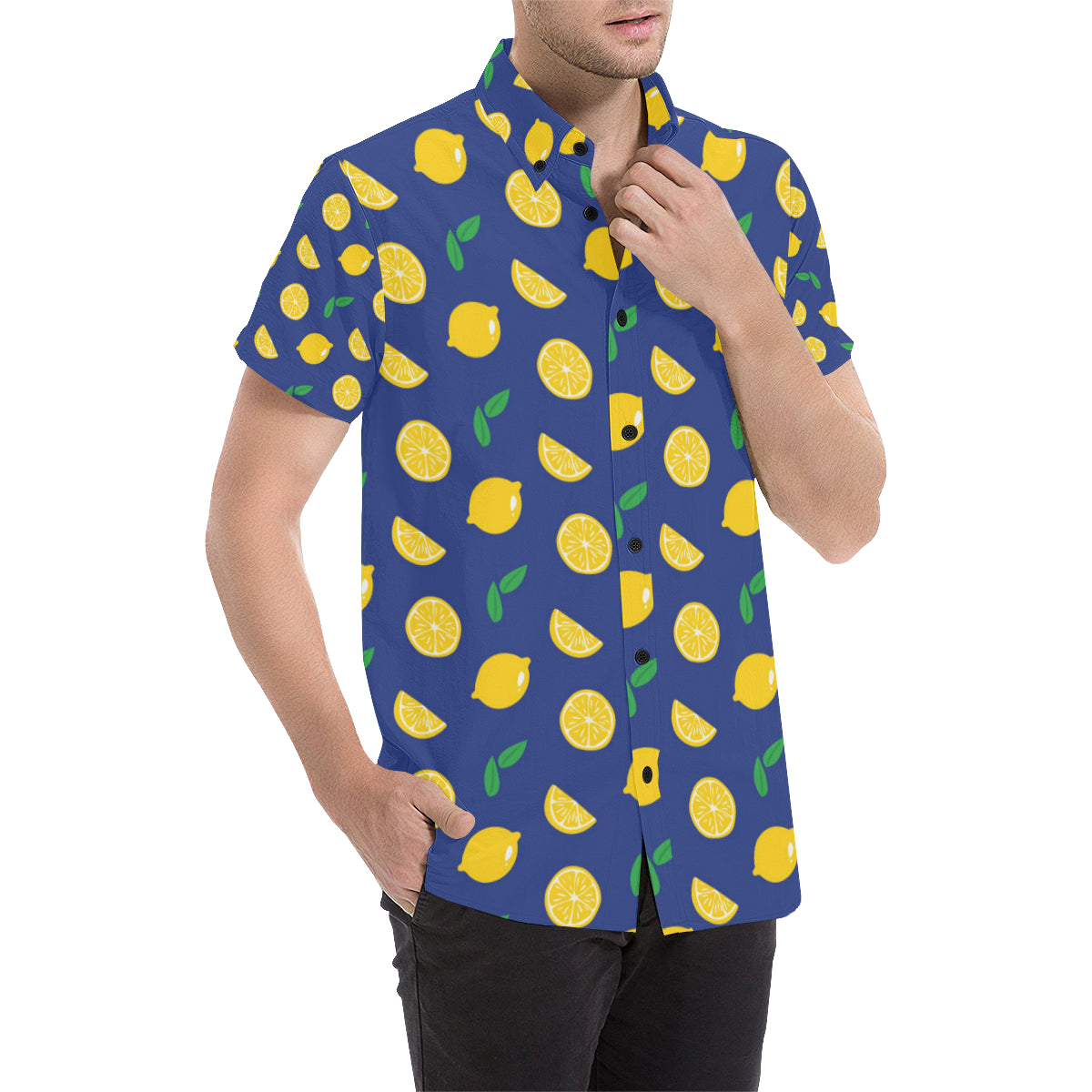 Citrus  Pattern Print Design 02 Men's Short Sleeve Button Up Shirt