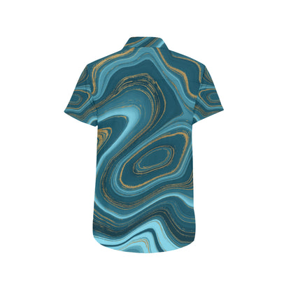 Liquid Pattern Print Design 04 Men's Short Sleeve Button Up Shirt