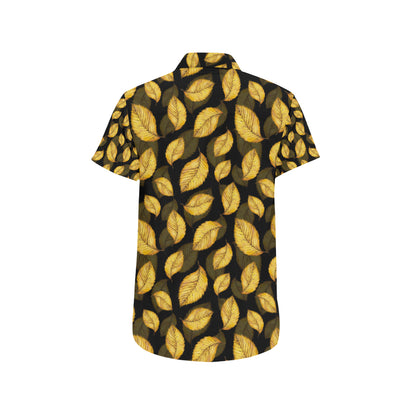 Elm Leave Summer Print Pattern Men's Short Sleeve Button Up Shirt