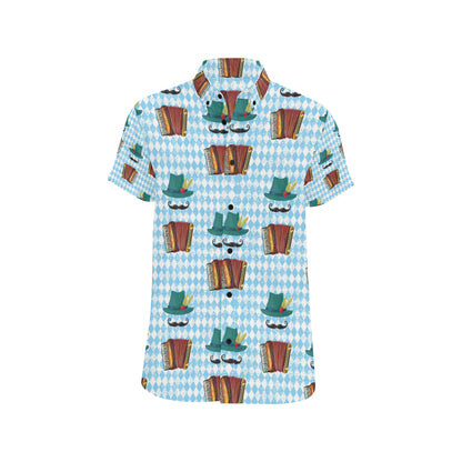 Accordion Mustache Pattern Print Design 01 Men's Short Sleeve Button Up Shirt