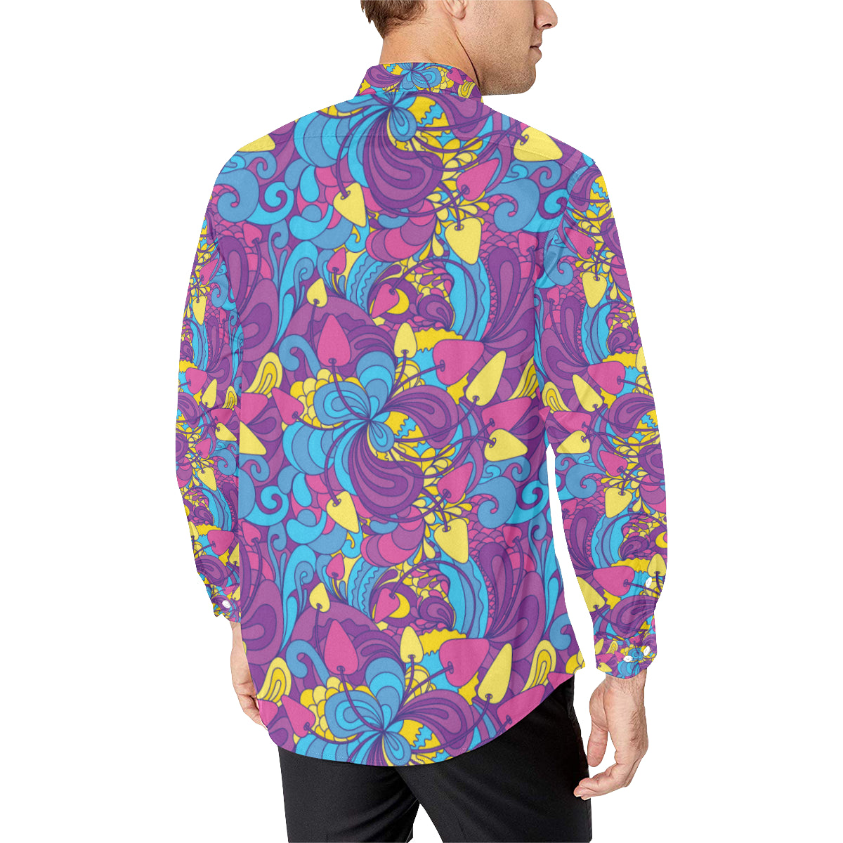 Psychedelic Mushroom Pattern Print Design A03 Men's Long Sleeve Shirt