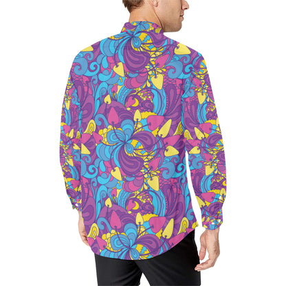 Psychedelic Mushroom Pattern Print Design A03 Men's Long Sleeve Shirt