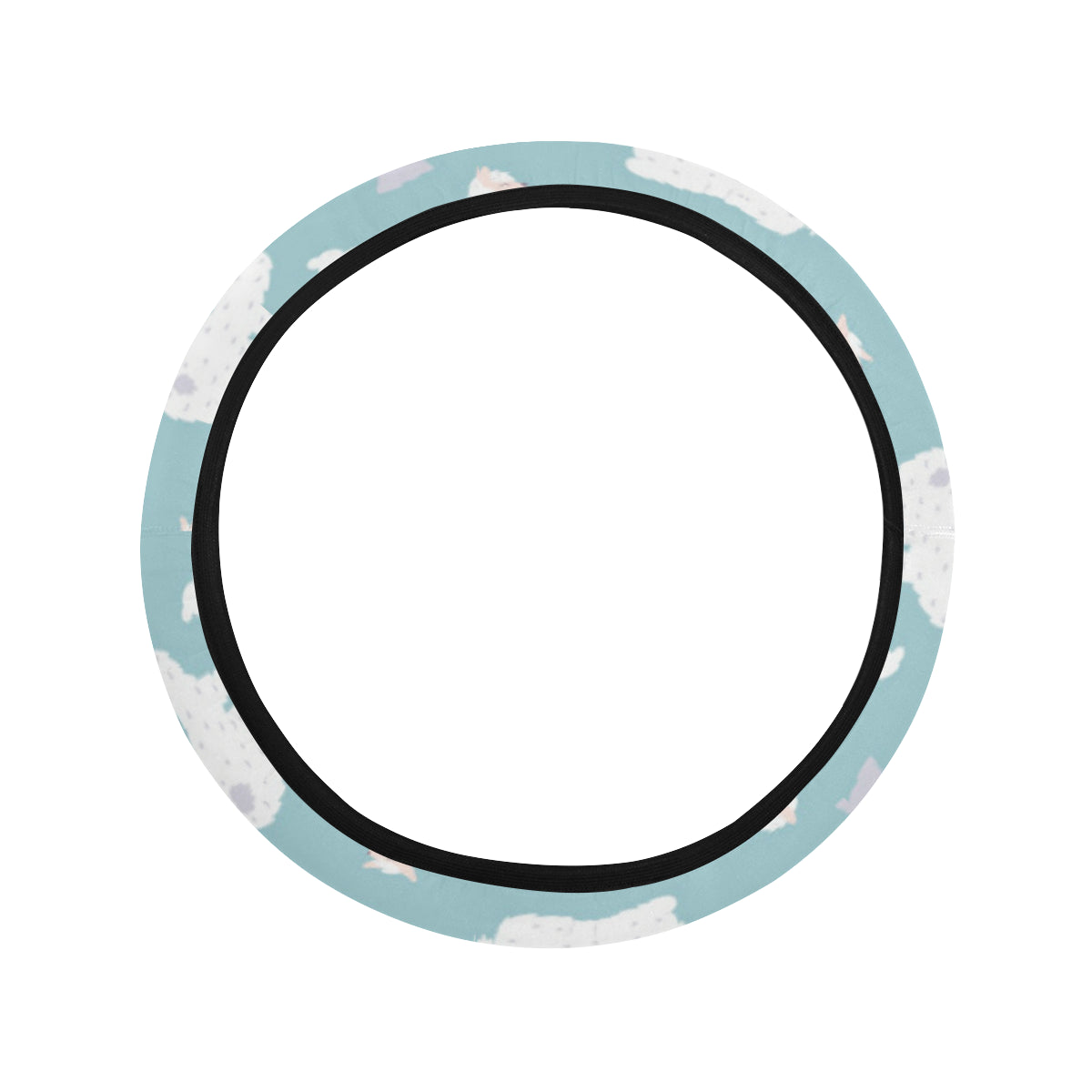 Alpaca Pattern Print Design 02 Steering Wheel Cover with Elastic Edge