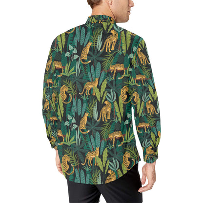 Jaguar Jungle Pattern Print Design 03 Men's Long Sleeve Shirt