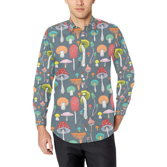 Mushroom Pattern Print Design A03 Men's Long Sleeve Shirt