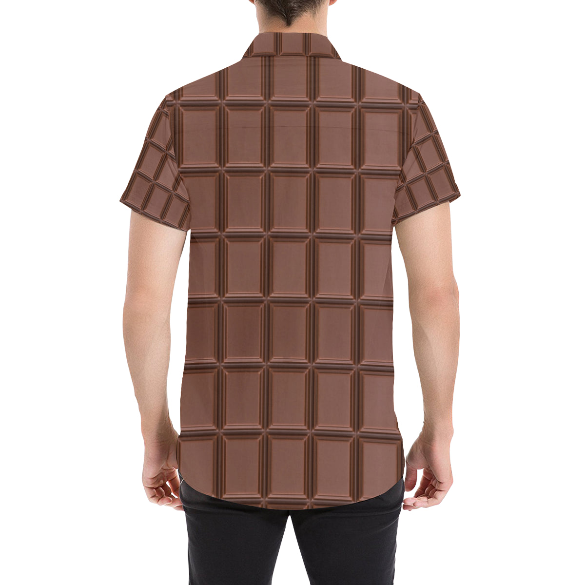 Chocolate Pattern Print Design 03 Men's Short Sleeve Button Up Shirt
