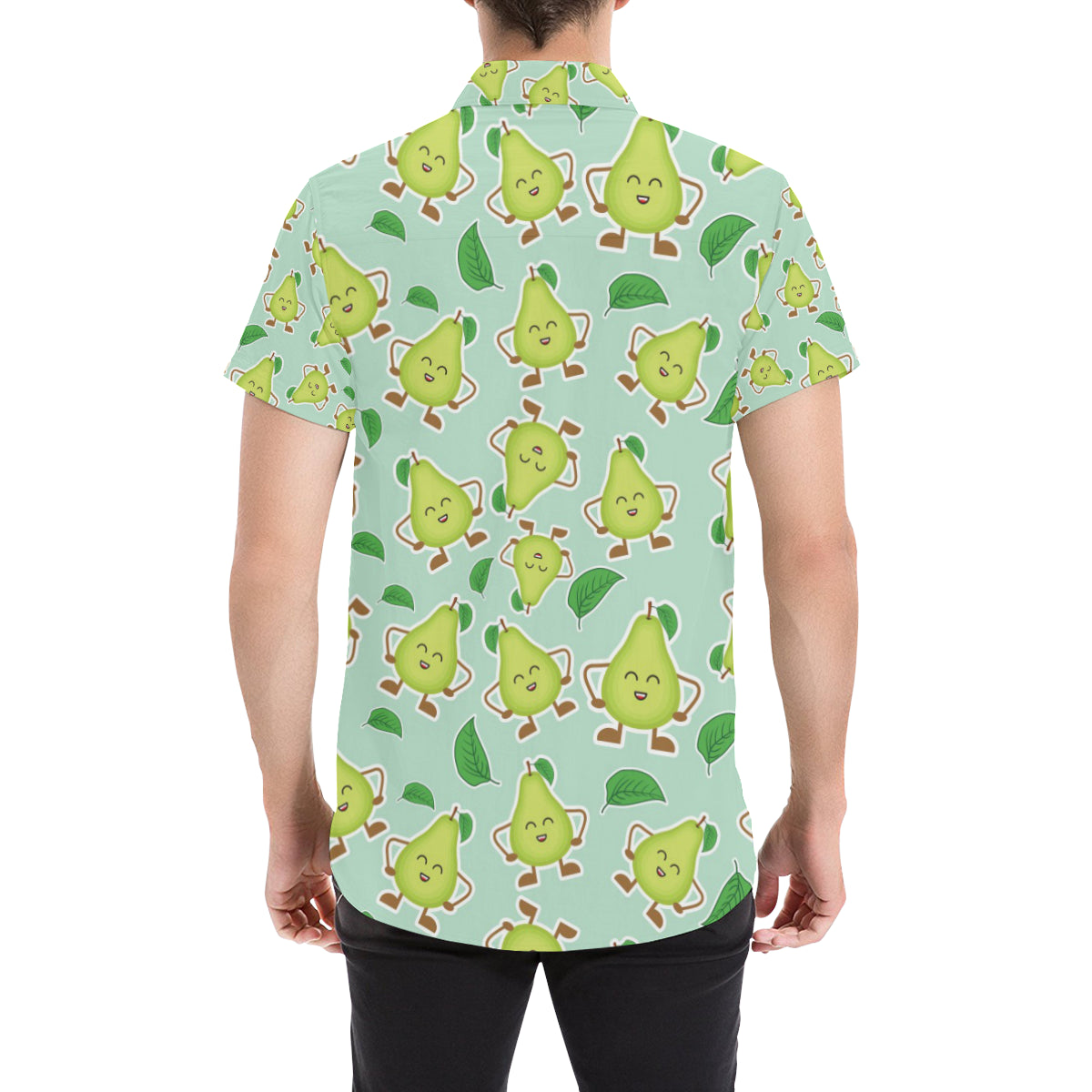 Avocado Pattern Print Design AC011 Men's Short Sleeve Button Up Shirt