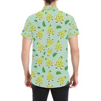 Avocado Pattern Print Design AC011 Men's Short Sleeve Button Up Shirt