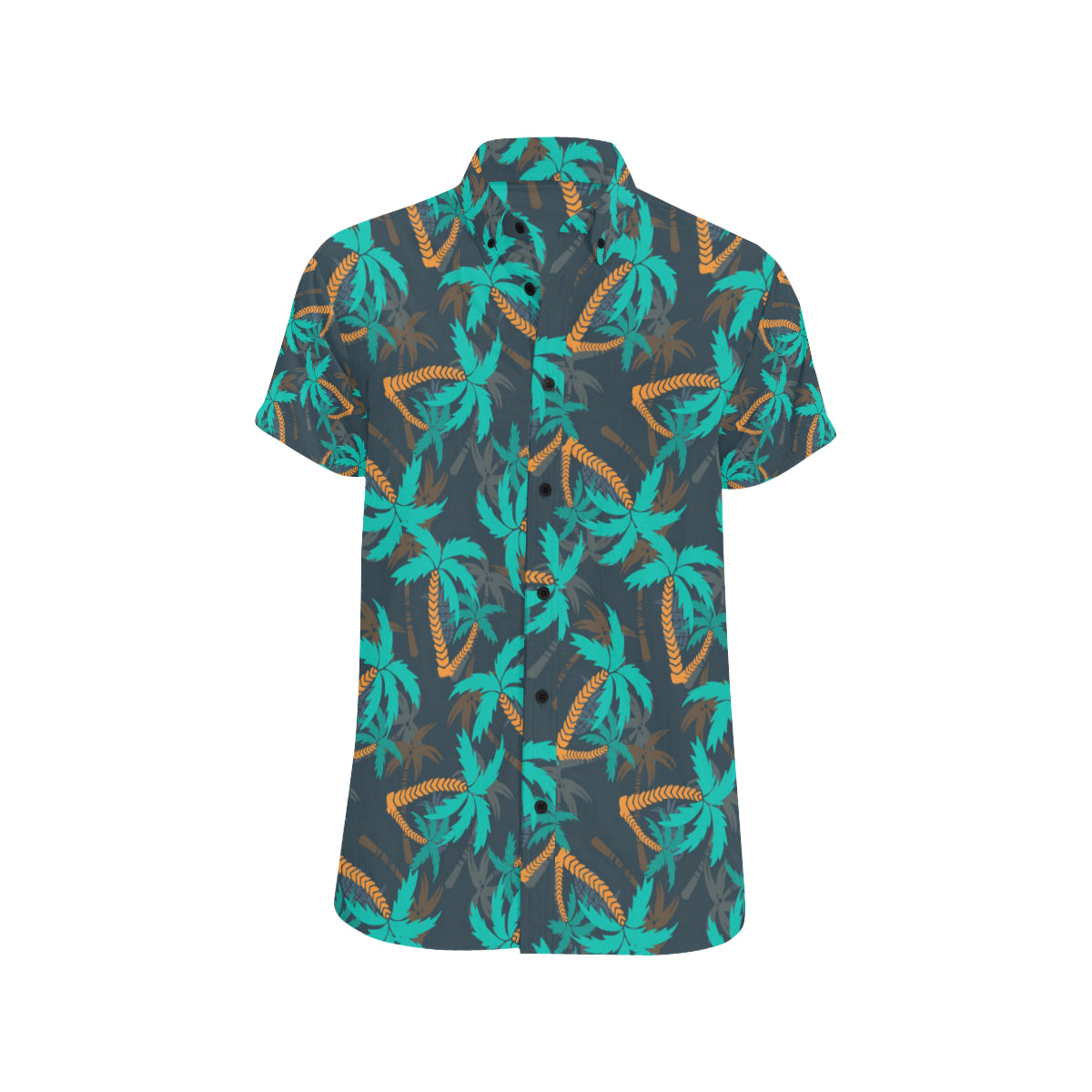 Palm Tree Pattern Print Design PT01 Men's Short Sleeve Button Up Shirt