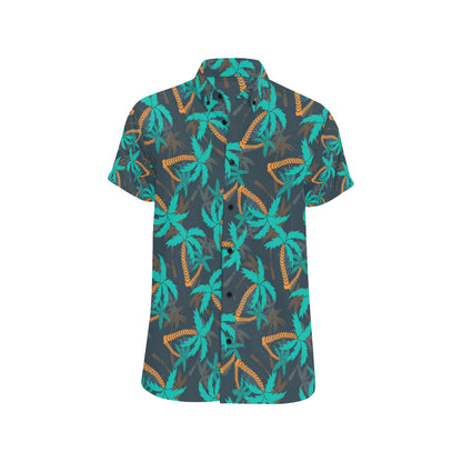Palm Tree Pattern Print Design PT01 Men's Short Sleeve Button Up Shirt