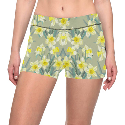 Daffodils Pattern Print Design DF01 Yoga Shorts