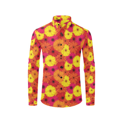 Gerberas Pattern Print Design GB05 Men's Long Sleeve Shirt