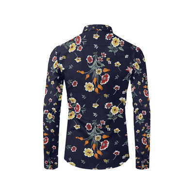 Summer Floral Pattern Print Design SF01 Men's Long Sleeve Shirt