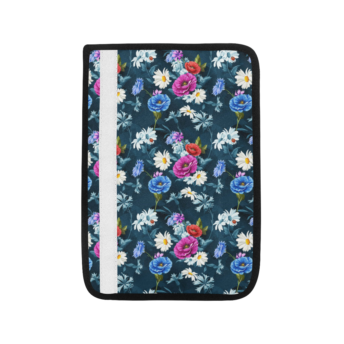 Floral Blue Themed Print Car Seat Belt Cover