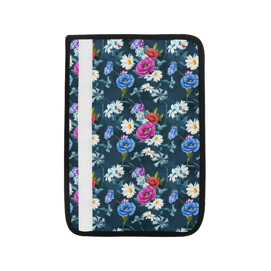 Floral Blue Themed Print Car Seat Belt Cover