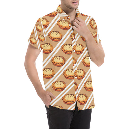 Pie Pattern Print Design A02 Men's Short Sleeve Button Up Shirt