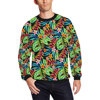 Heliconia Pattern Print Design HL09 Men Long Sleeve Sweatshirt