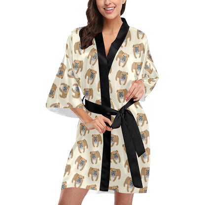 Bulldogs Pattern Print Design 01 Women's Short Kimono