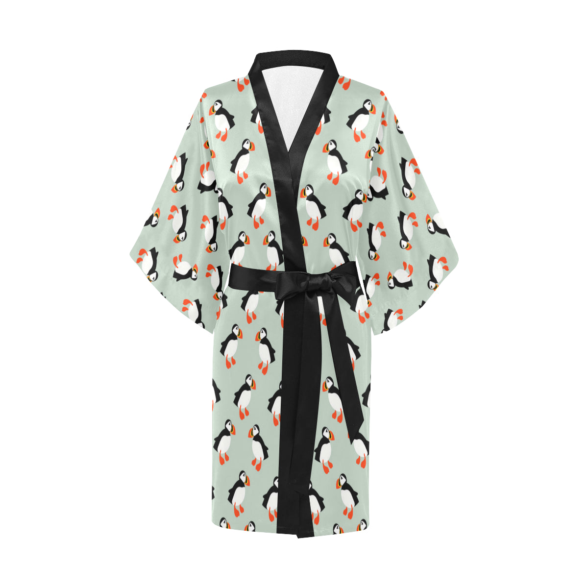 Puffin Pattern Print Design A03 Women's Short Kimono