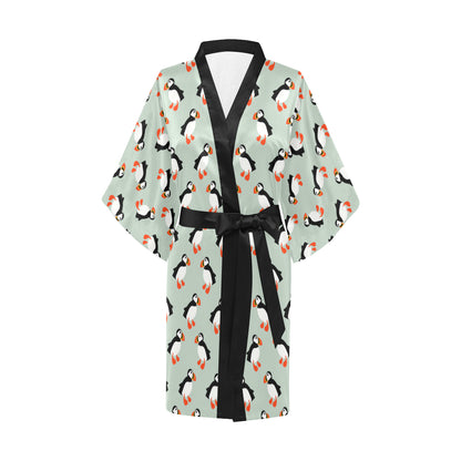 Puffin Pattern Print Design A03 Women's Short Kimono