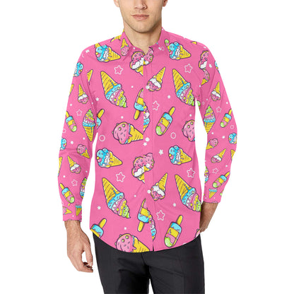 Ice Cream Pattern Print Design IC04 Men's Long Sleeve Shirt