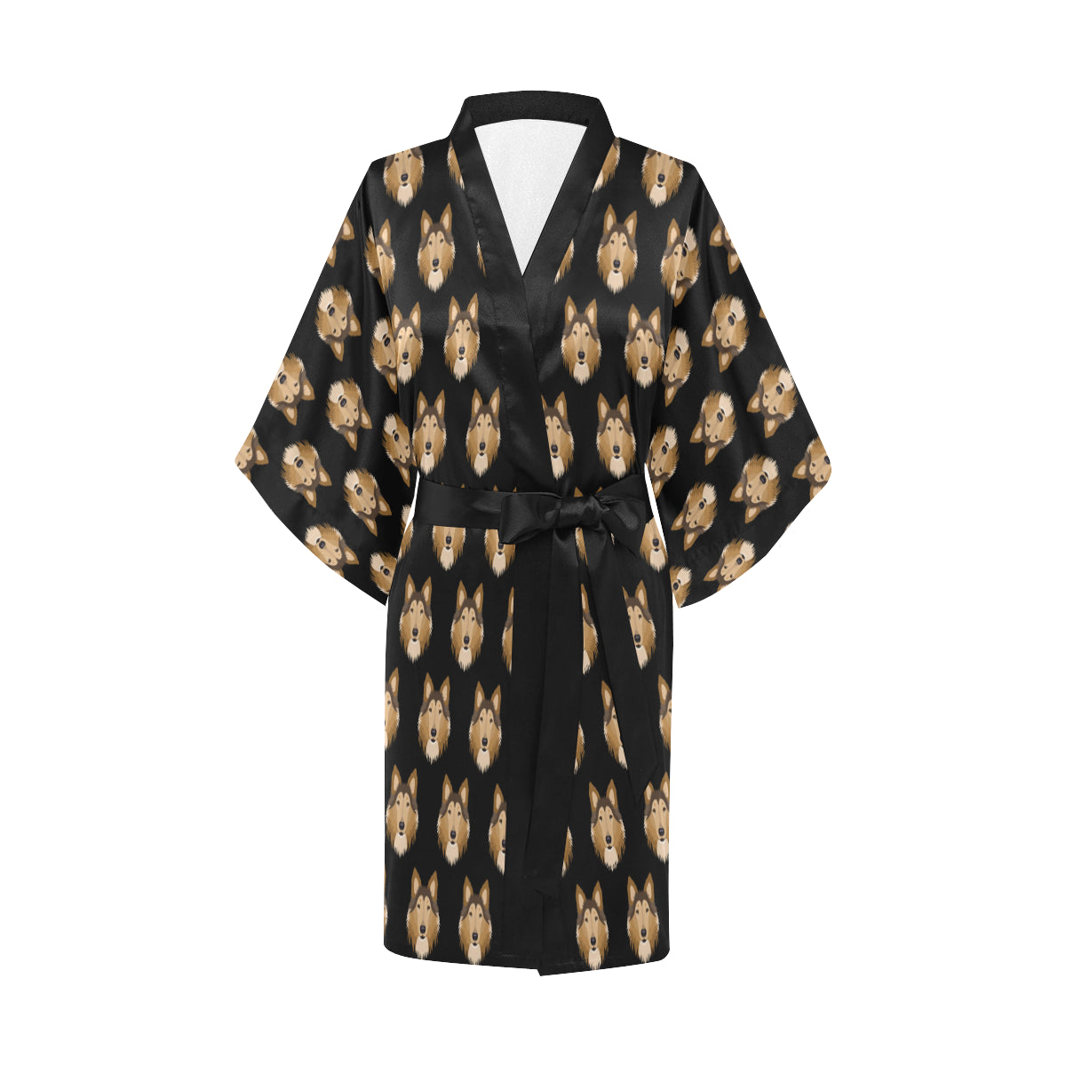 Collies Pattern Print Design 01 Women's Short Kimono