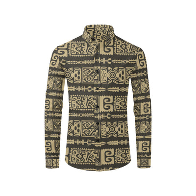 Mayan Pattern Print Design 03 Men's Long Sleeve Shirt
