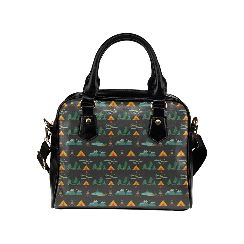 Camping Tent Pattern Print Design 03 Shoulder Handbag