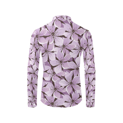 Lilac Pattern Print Design 01 Men's Long Sleeve Shirt