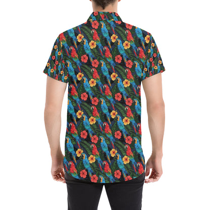 Parrot Pattern Print Design A01 Men's Short Sleeve Button Up Shirt