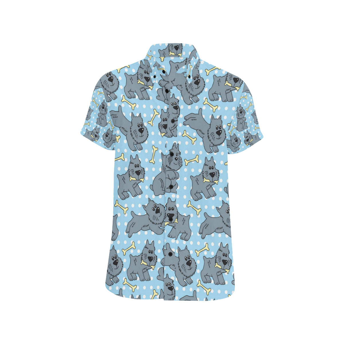 Schnauzers Pattern Print Design A02 Men's Short Sleeve Button Up Shirt