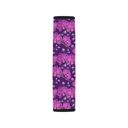 Orchid Purple Pattern Print Design OR02 Car Seat Belt Cover
