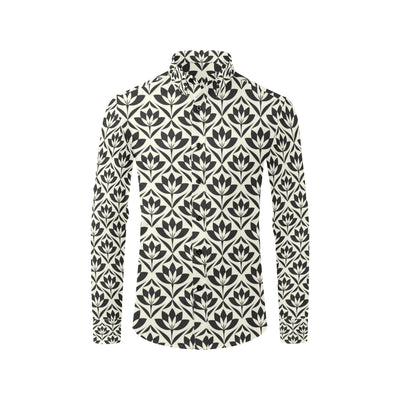 Lotus Pattern Print Men's Long Sleeve Shirt