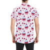 Cherry Cupcake Pink Pattern Men's Short Sleeve Button Up Shirt