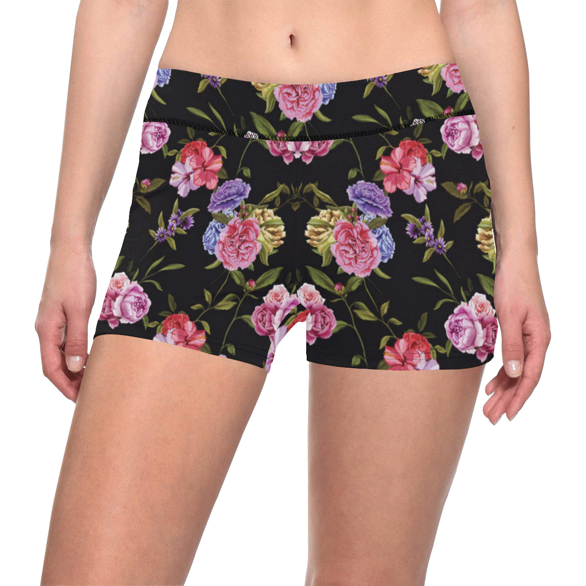 Carnations Pattern Print Design CN05 Yoga Shorts