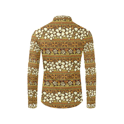 Hawaiian Themed Pattern Print Design H015 Men's Long Sleeve Shirt