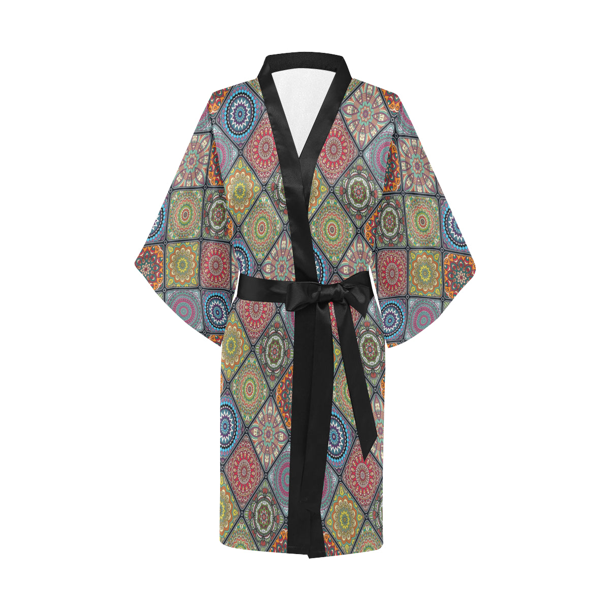 Bohemian Pattern Print Design 05 Women's Short Kimono