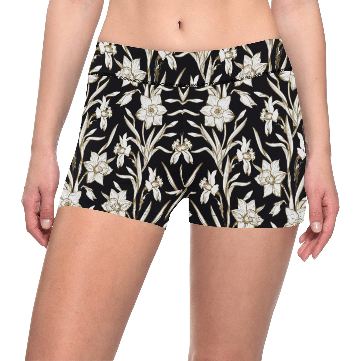 Daffodils Pattern Print Design DF06 Yoga Shorts