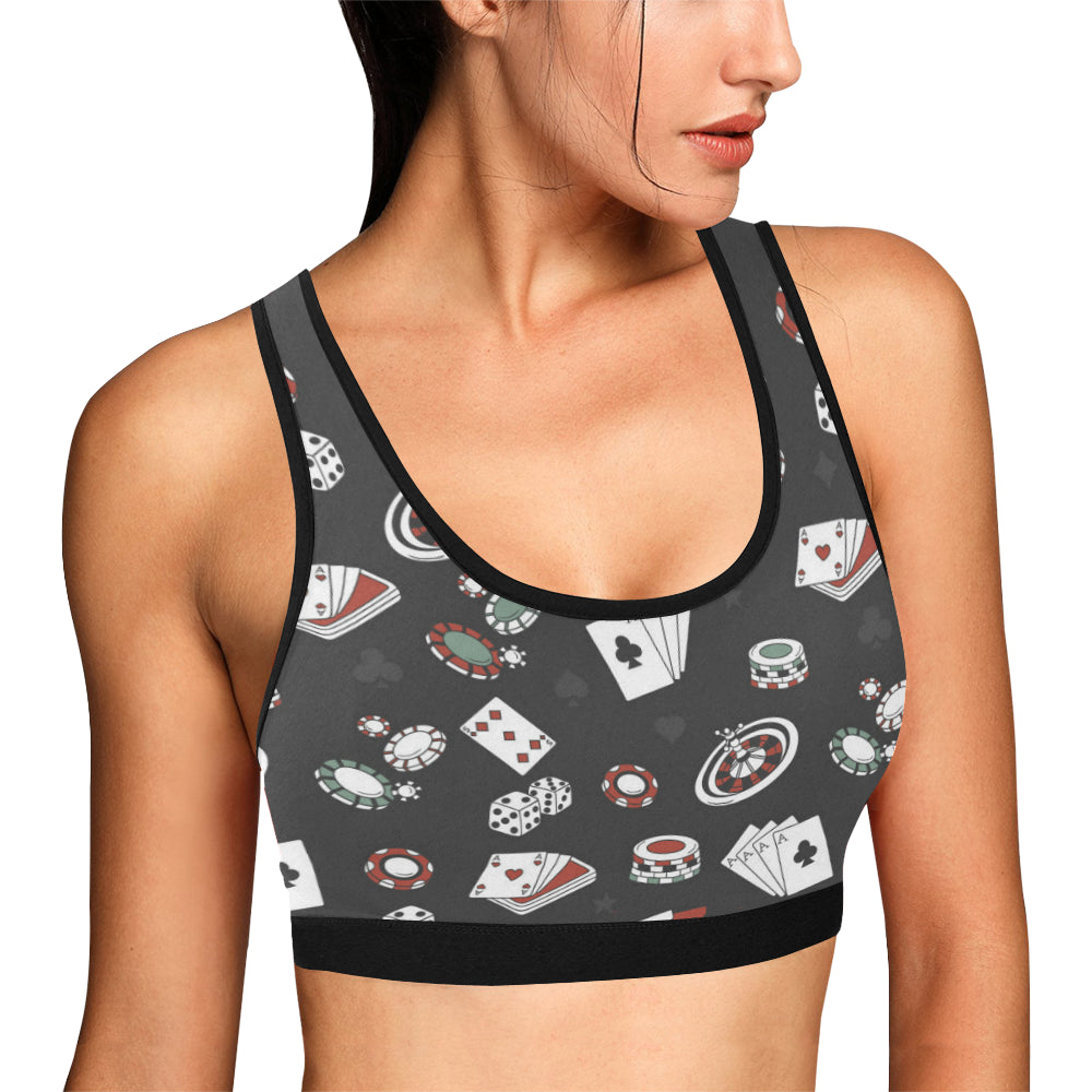 Casino Pattern Print Design 02 Sports Bra