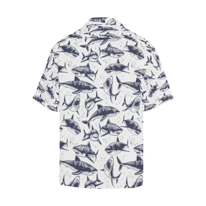 Great White Shark Pattern Print Design 02 Men's Hawaiian Shirt