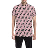 Chihuahua Pink Print Pattern Men's Short Sleeve Button Up Shirt